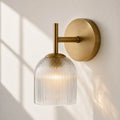 Vintage Ribbed Glass Wall Lamp — Copper Finish