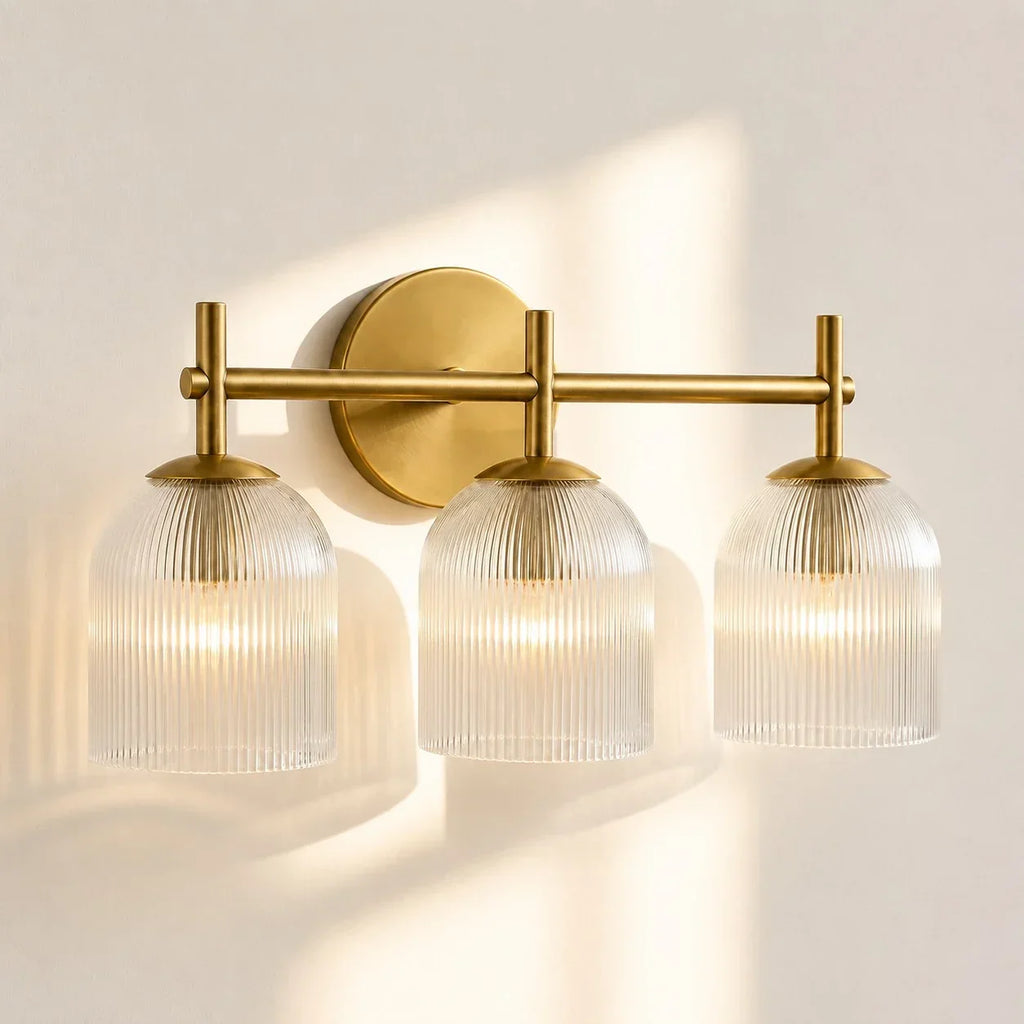Vintage Ribbed Glass Wall Lamp — Copper Finish