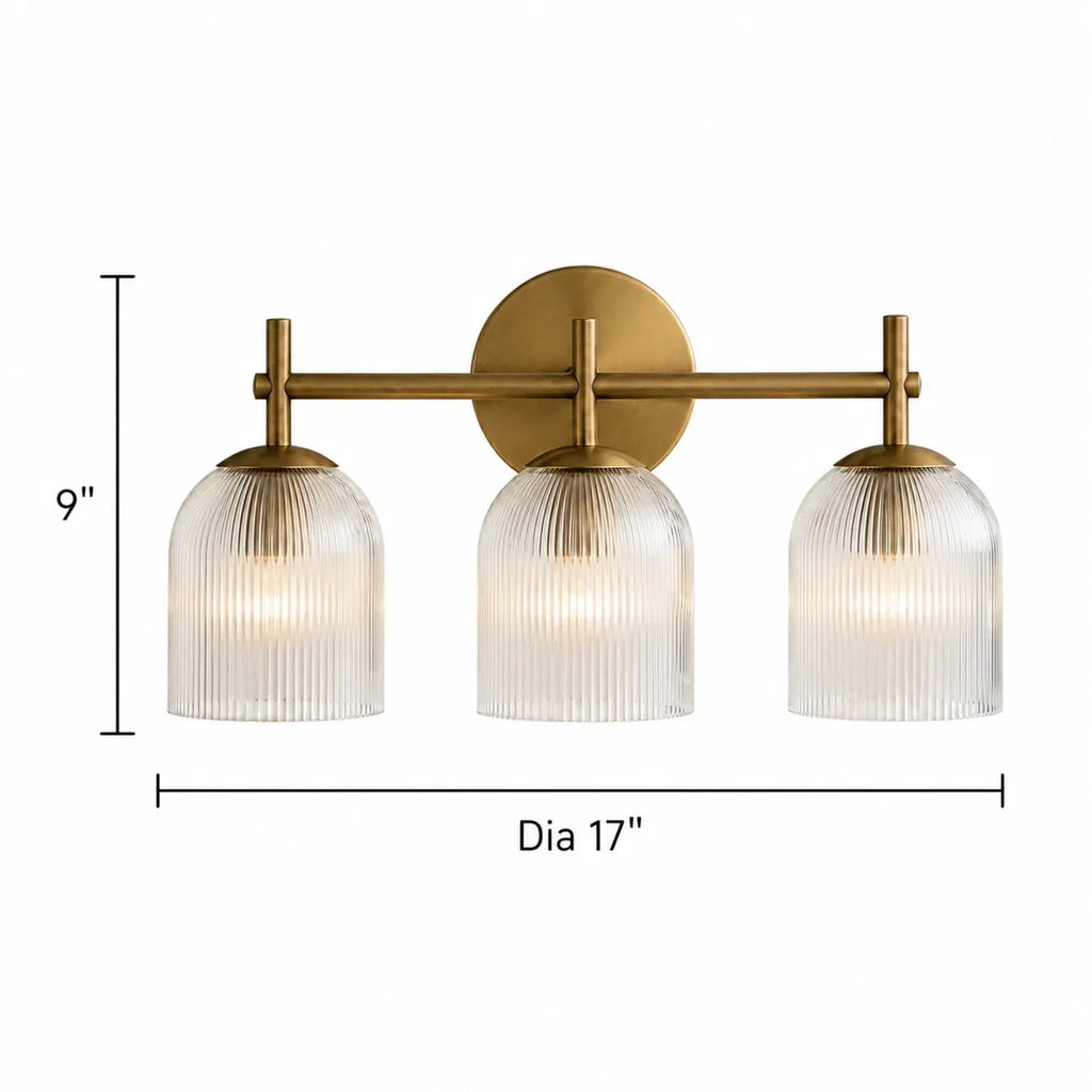 Vintage Ribbed Glass Wall Lamp — Copper Finish