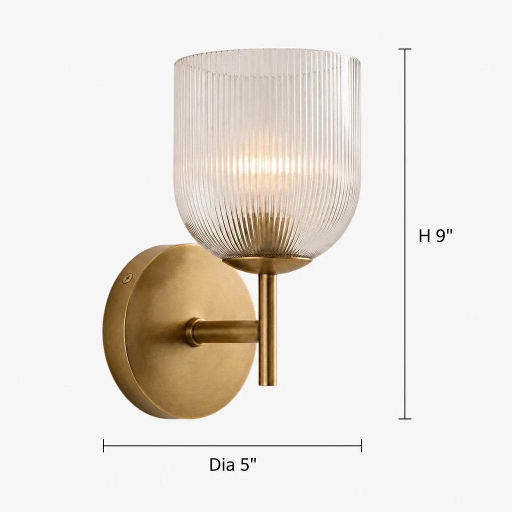 Vintage Ribbed Glass Wall Lamp — Copper Finish