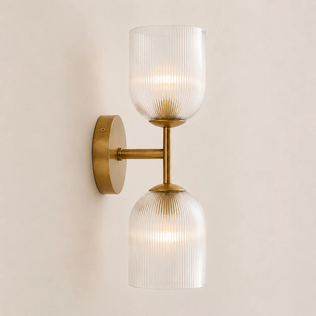 Vintage Ribbed Glass Wall Lamp — Copper Finish