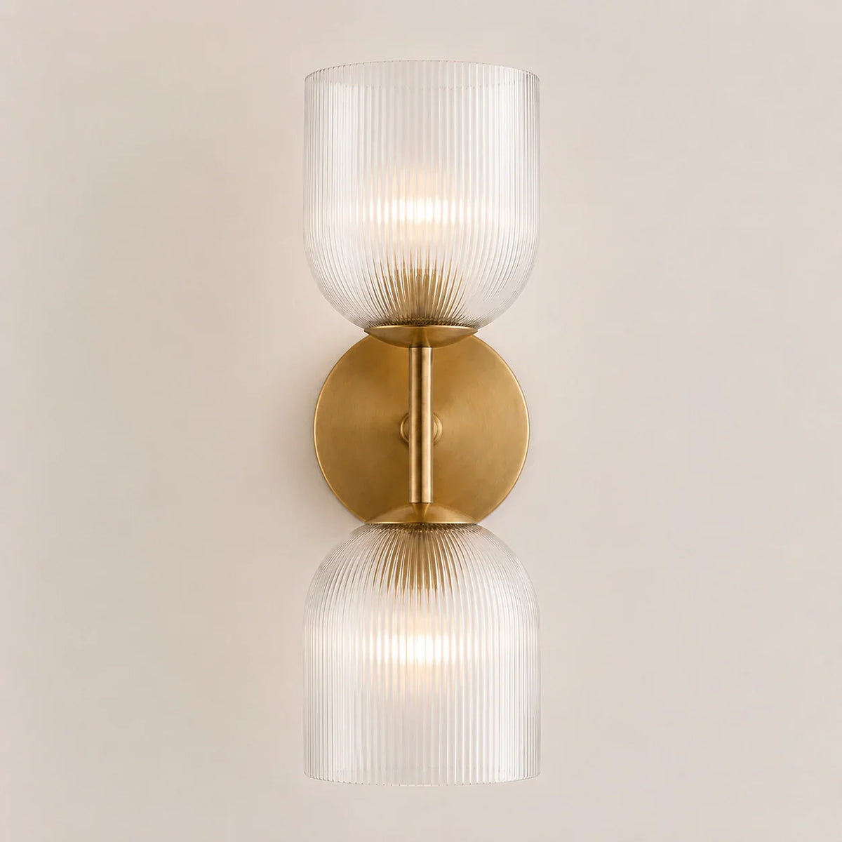 Vintage Ribbed Glass Wall Lamp — Copper Finish