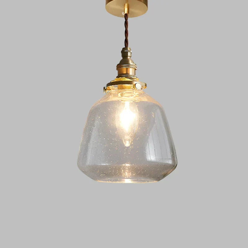Szklana lampa wisząca z kryształowym kloszem - skandynawska retro, E27 LED