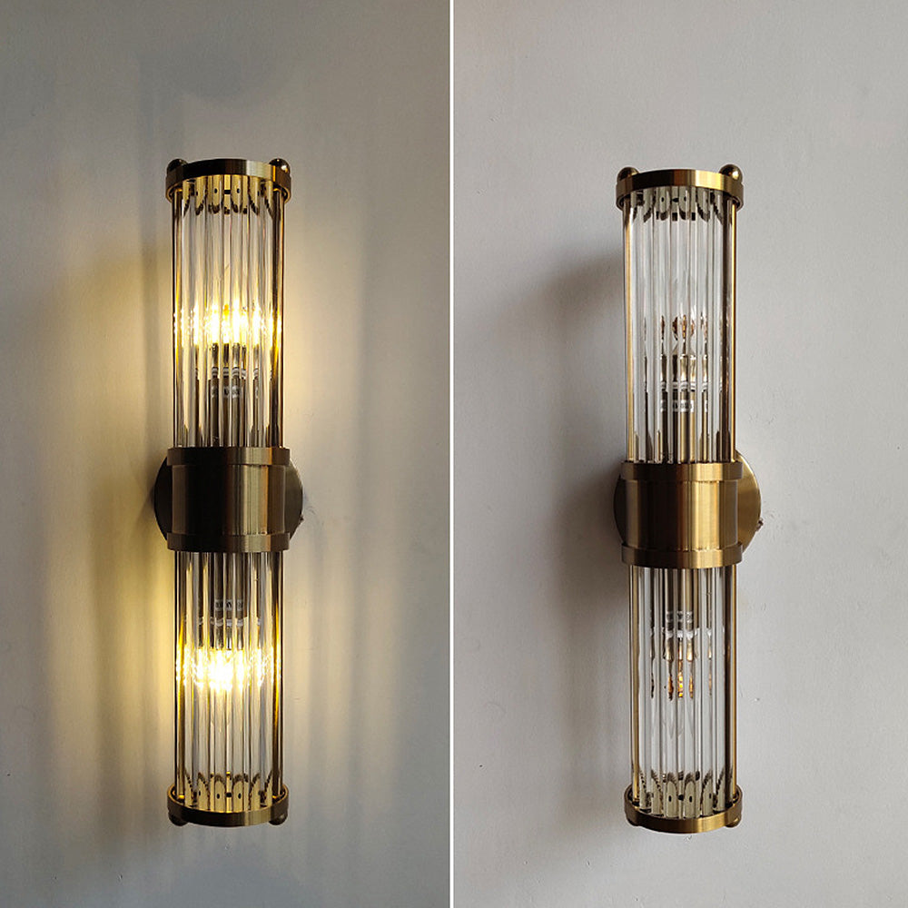 Lampă de perete aurie — Abajur din sticlă Ø9cm, dulie IP44 E27