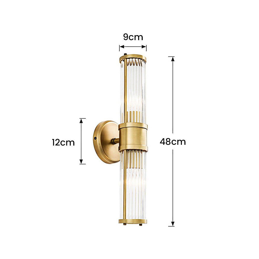 Lampă de perete aurie — Abajur din sticlă Ø9cm, dulie IP44 E27