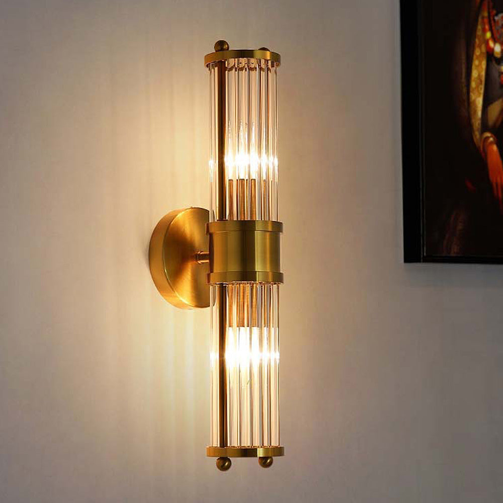 Lampă de perete aurie — Abajur din sticlă Ø9cm, dulie IP44 E27