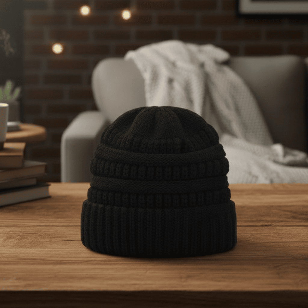 CozyWeave Women's Crocheted Wool Winter Hat — Textured Knit Detail