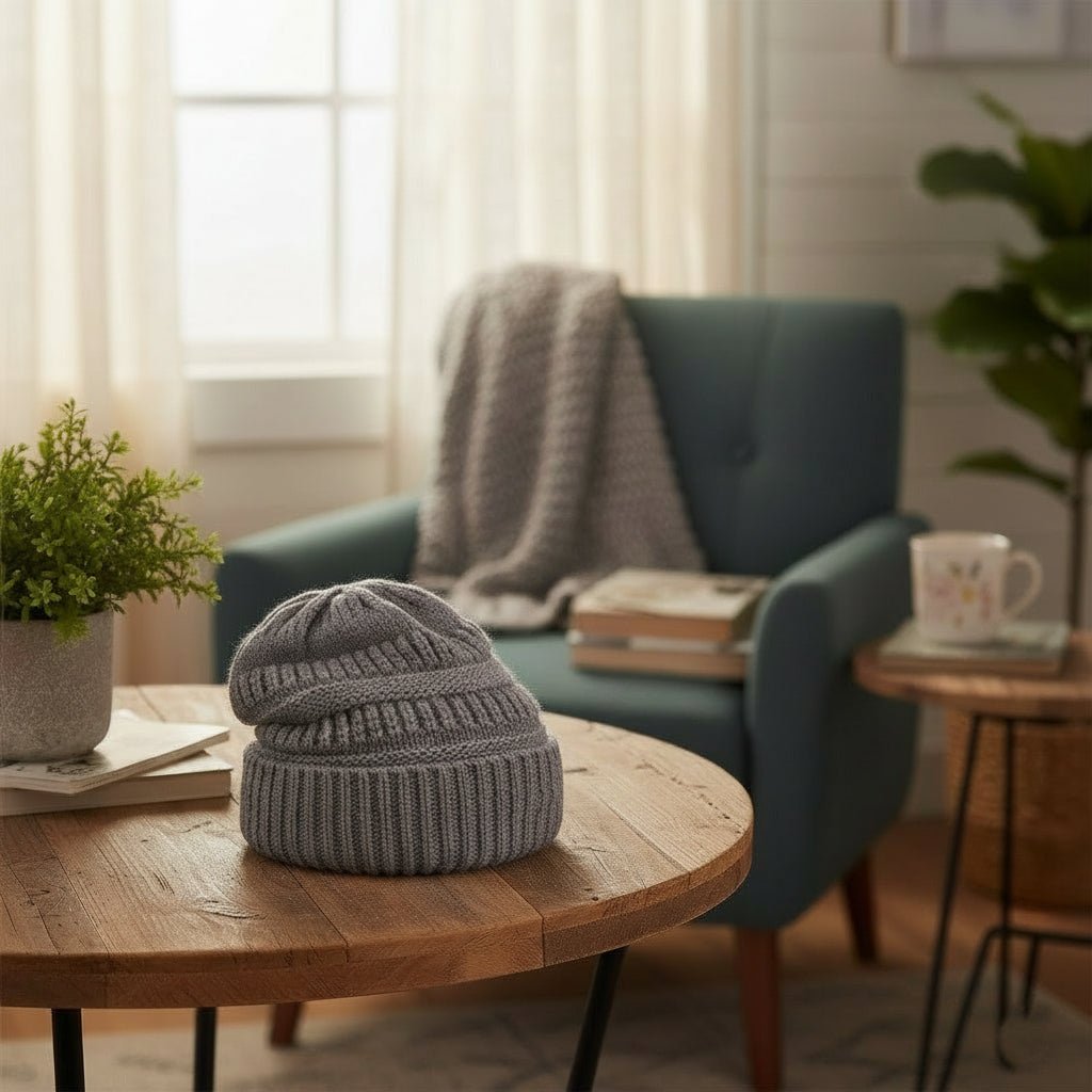 CozyWeave Women's Crocheted Wool Winter Hat — Textured Knit Detail