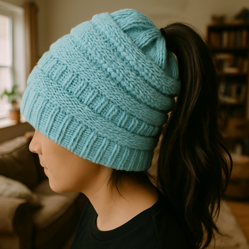 CozyWeave Women's Crocheted Wool Winter Hat — Textured Knit Detail