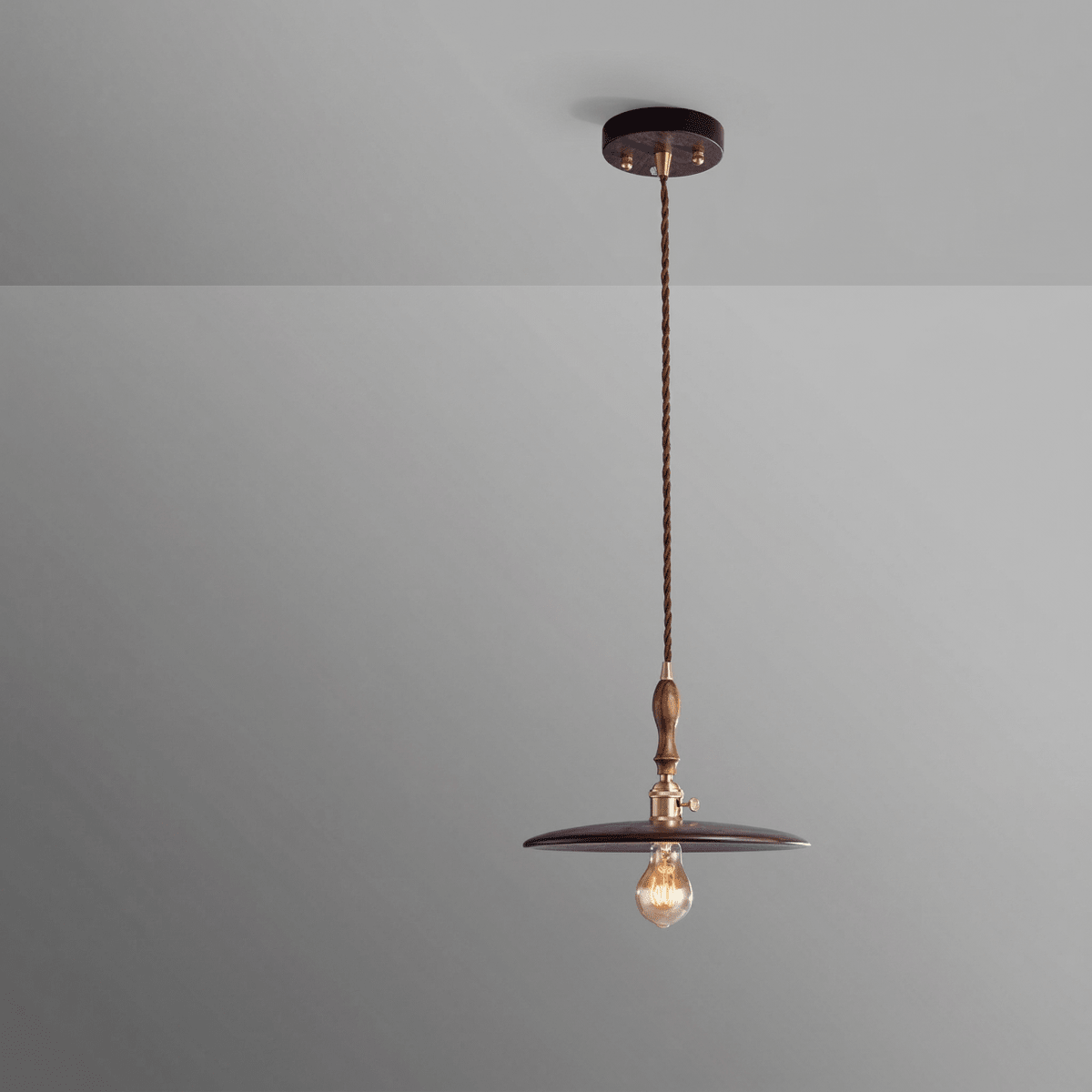 12-Inch Japanese-Design Walnut Wood Pendant Light