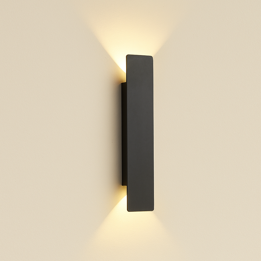 LED Outdoor Wall Lamp IP65 Aluminum Up/Down, Black, Warm White