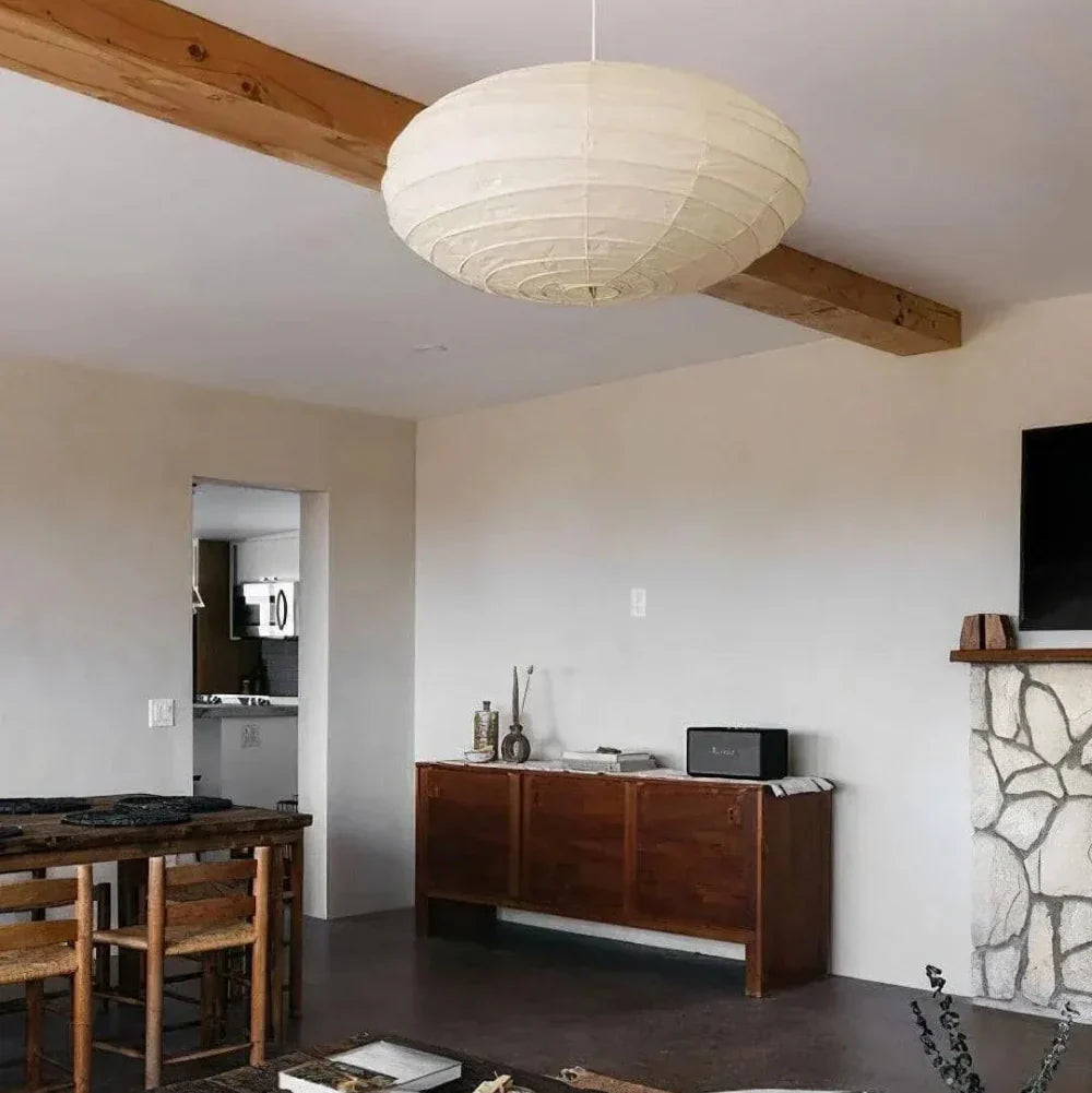 Soft Oval Rice Paper Shade Pendant Light