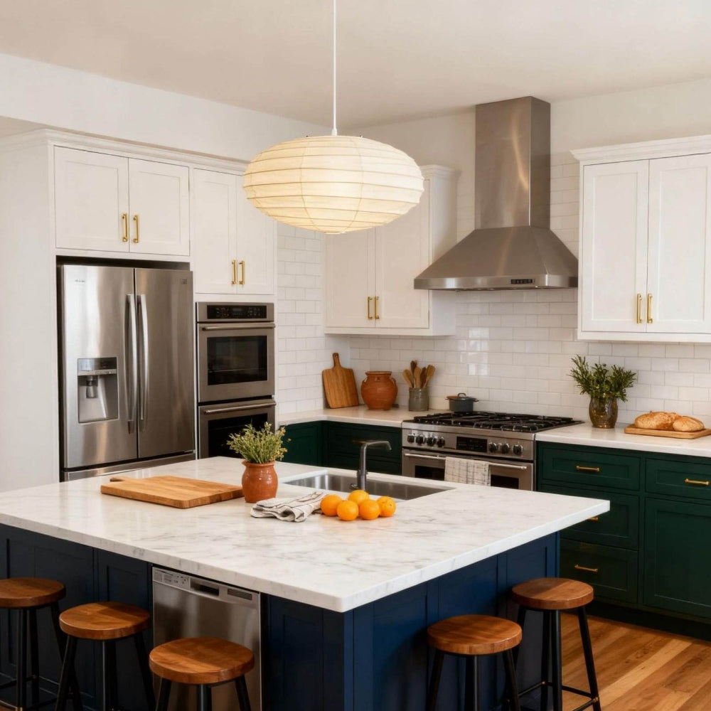 Soft Oval Rice Paper Shade Pendant Light