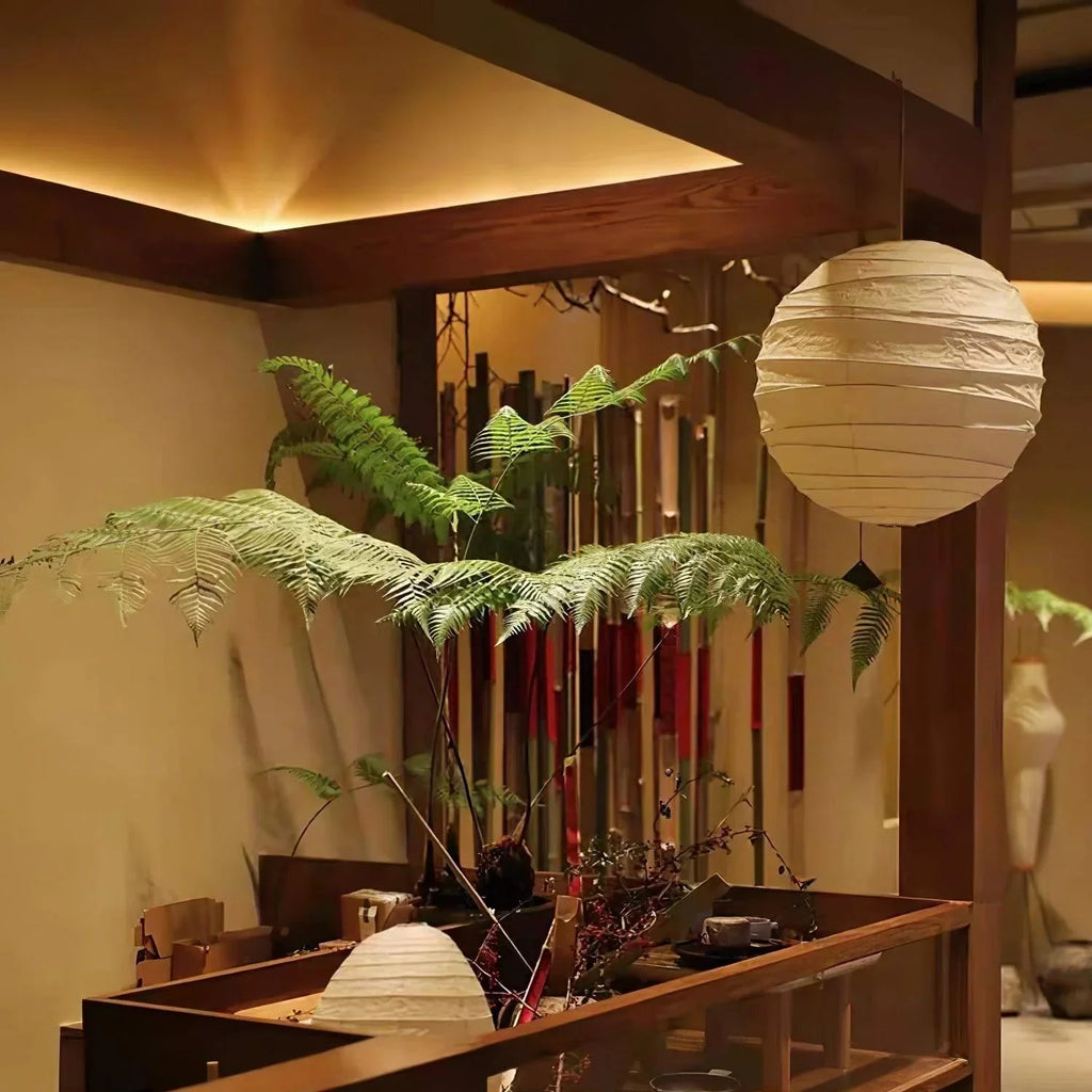 Spherical Rice Paper Pendant Ceiling Light