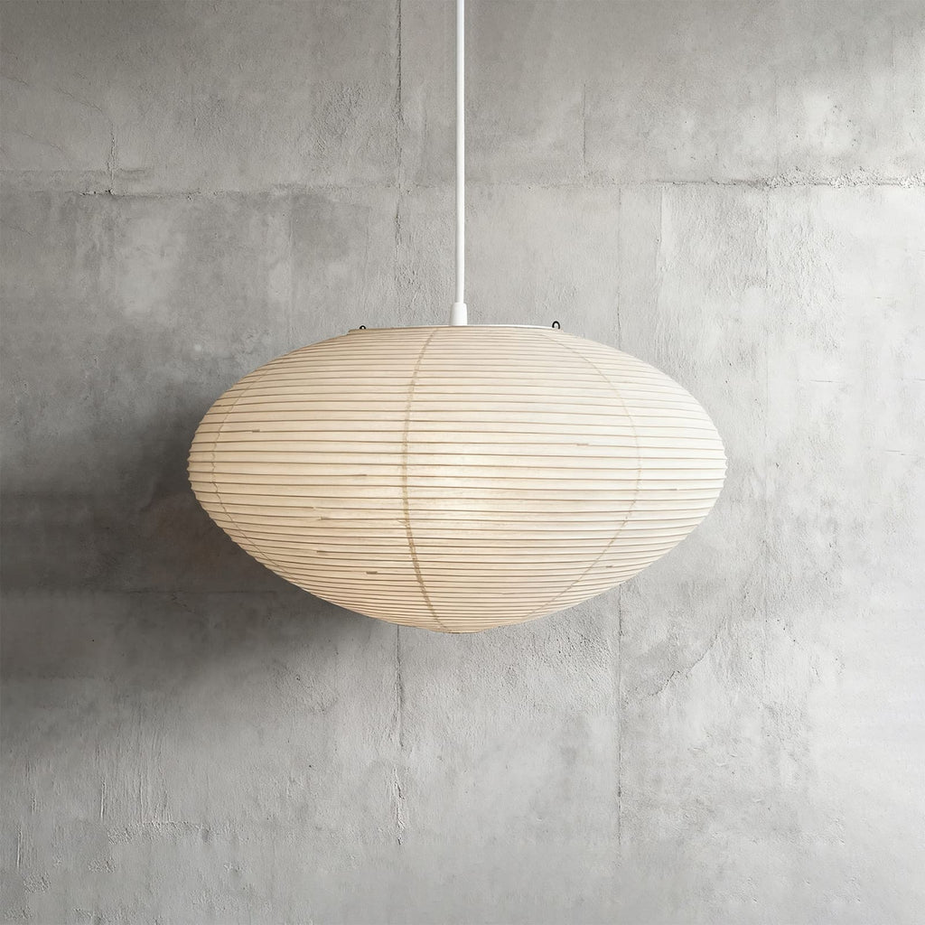 Oval Rice Paper Shade Ceiling Lamp — Soft Diffused Ambient Light
