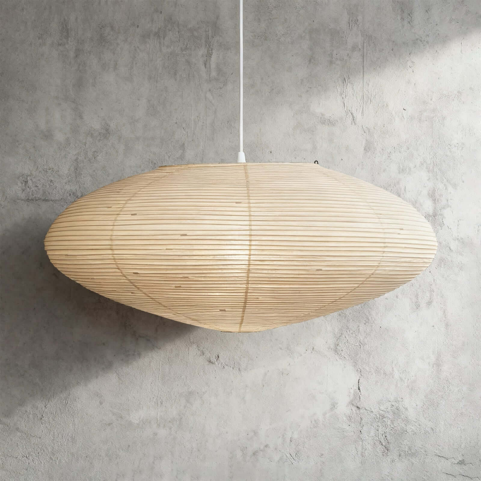 Oval Rice Paper Shade Ceiling Lamp — Soft Diffused Ambient Light