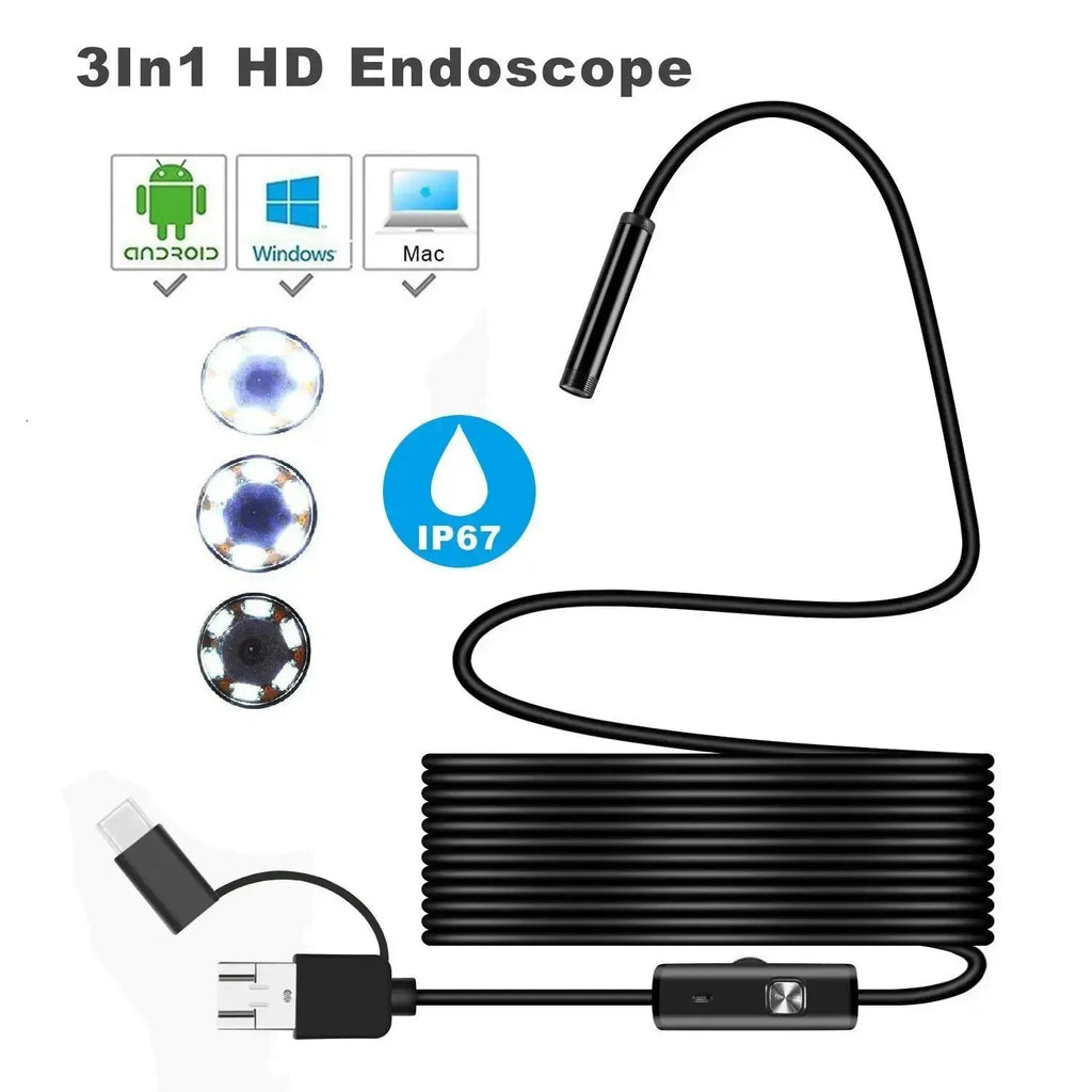 Flexibele waterdichte inspectiecamera van 5,5 mm — LED, kabel van 5 m