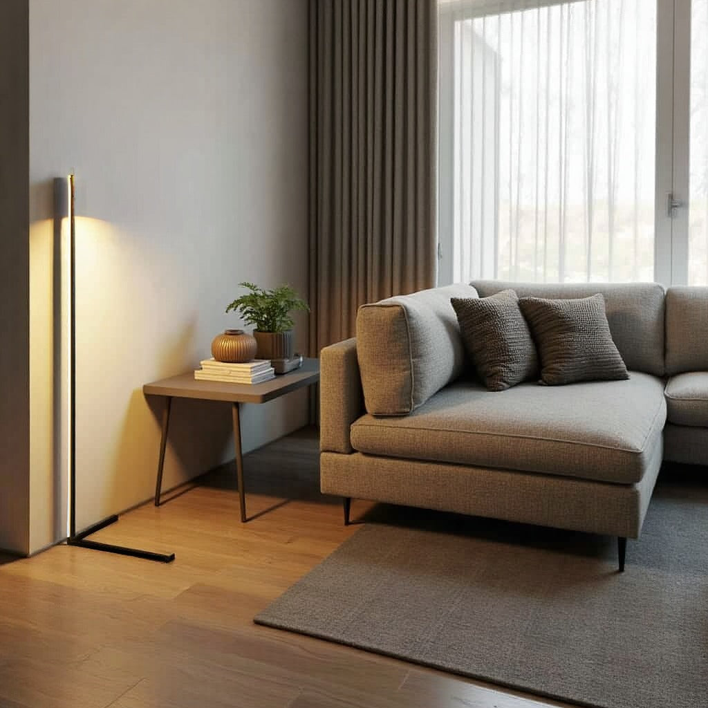142 cm LED-gulvlampe i aluminium — dæmpbar med fjernbetjening