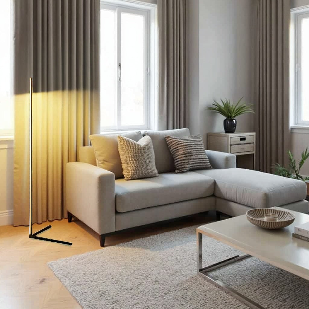 142 cm LED-gulvlampe i aluminium — dæmpbar med fjernbetjening