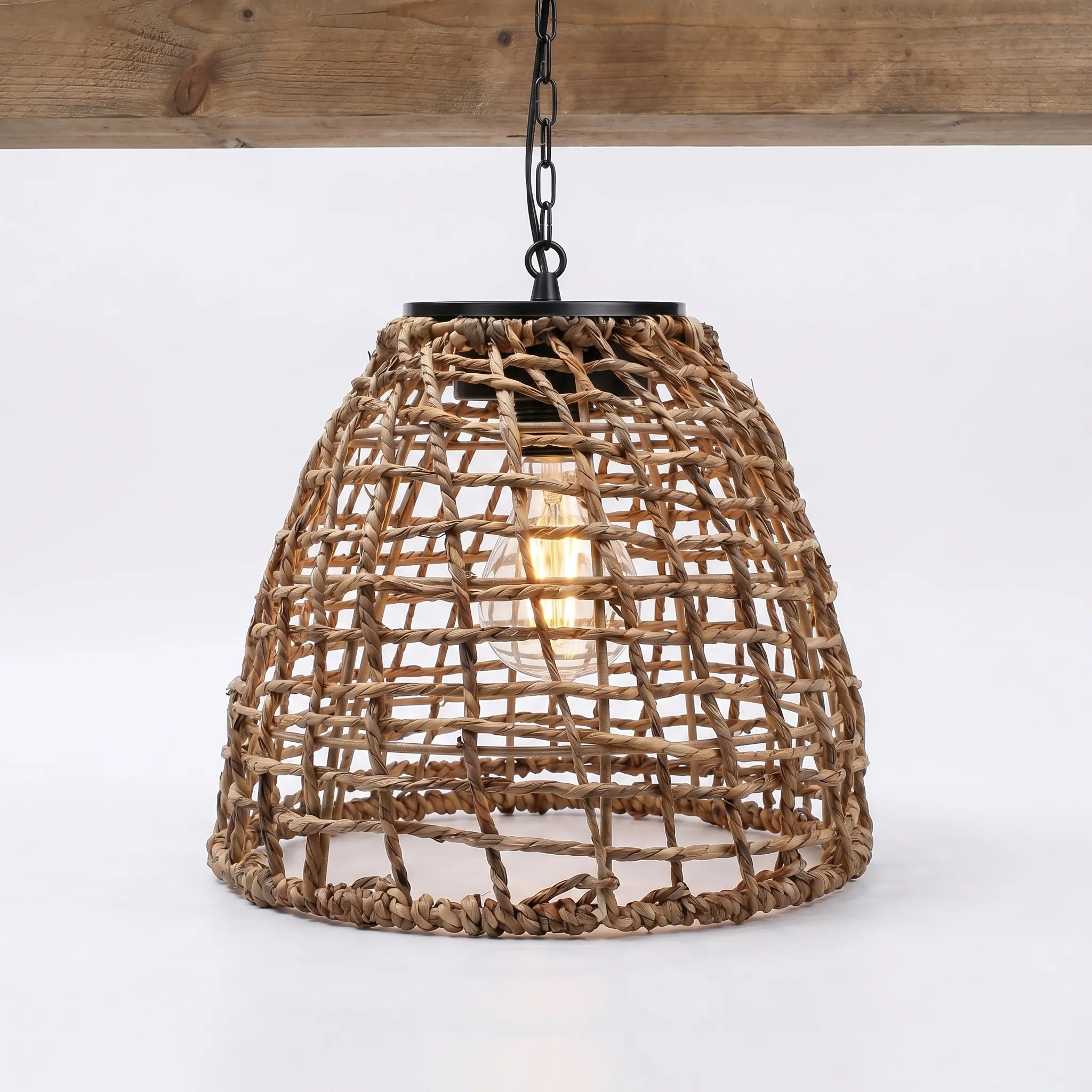 Woven Solar Pendant Lantern -  Illuminating Outdoor Seating - Wildoxy