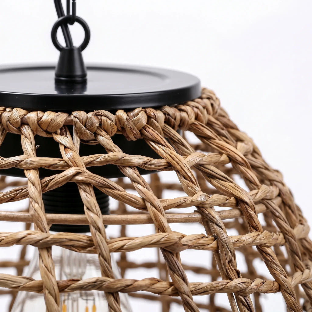 Woven Solar Pendant Lantern -  Illuminating Outdoor Seating - Wildoxy