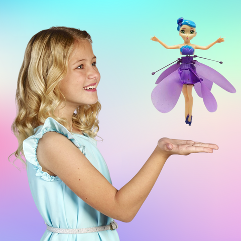 Flygande leksak - svävande figur med handavkänning och LED-lampor, rosa, blå och lila