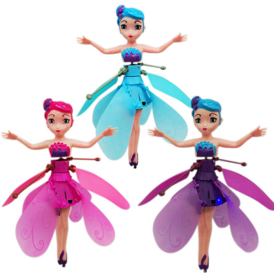Flygande leksak - svävande figur med handavkänning och LED-lampor, rosa, blå och lila