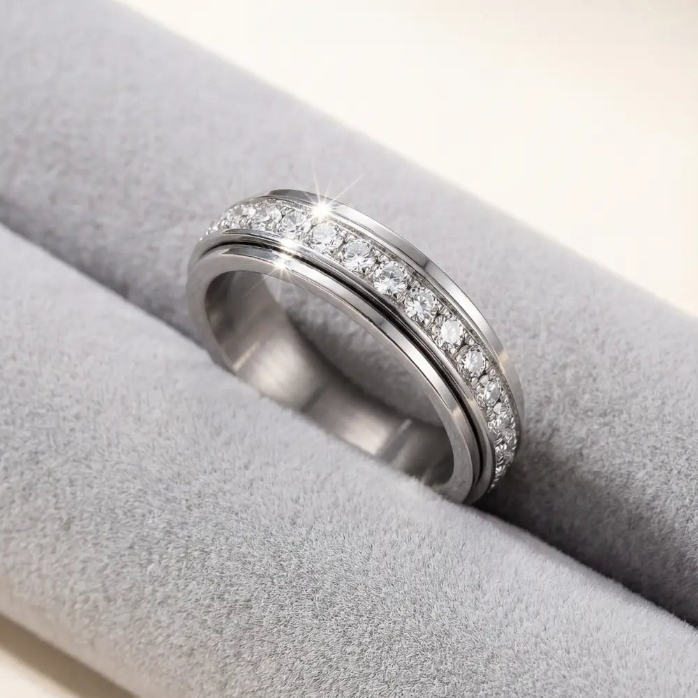 Draaibare ring — titaniumstaal, zirkonia, zilver/goud/roségoud