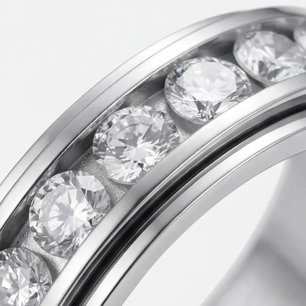 Draaibare ring — titaniumstaal, zirkonia, zilver/goud/roségoud