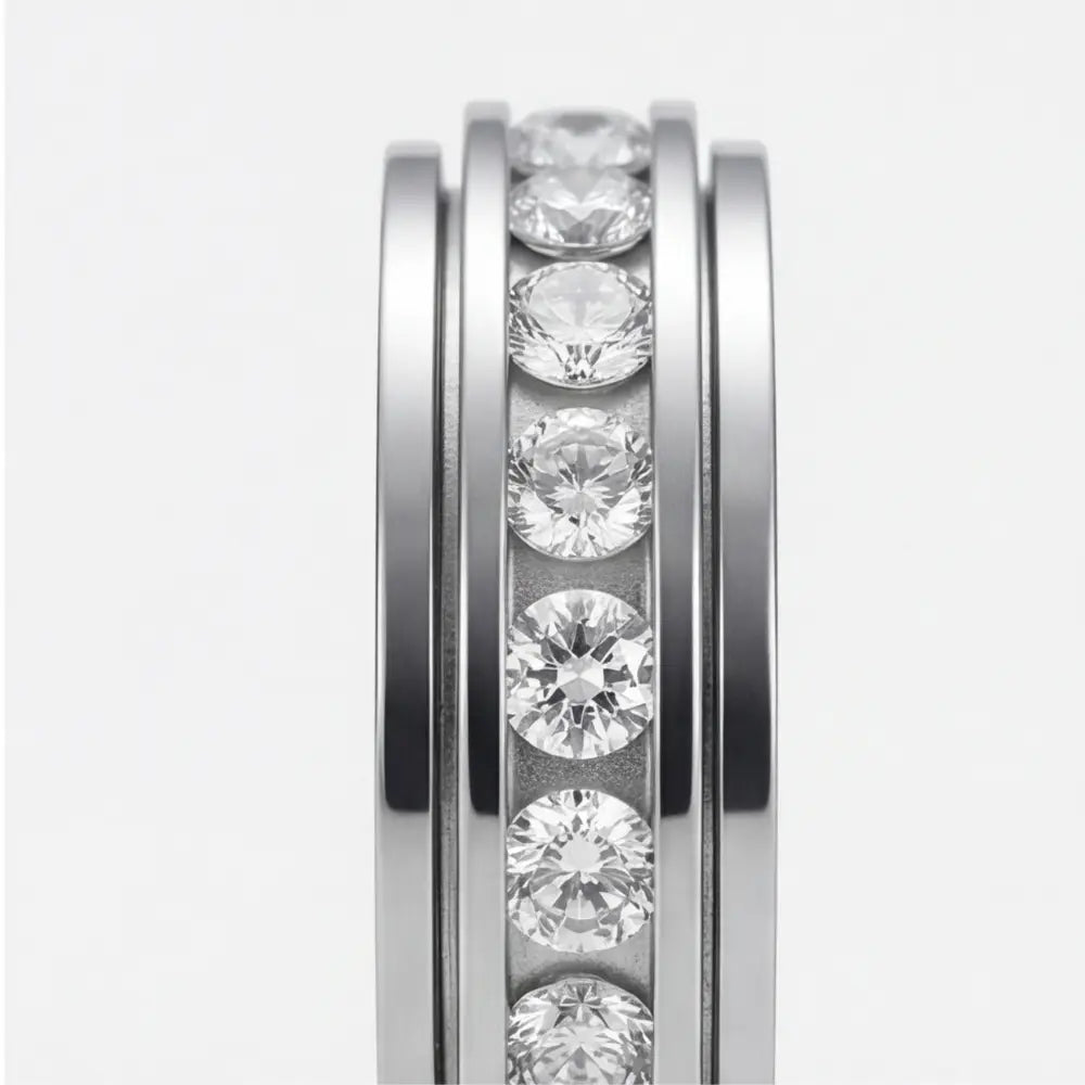 Draaibare ring — titaniumstaal, zirkonia, zilver/goud/roségoud