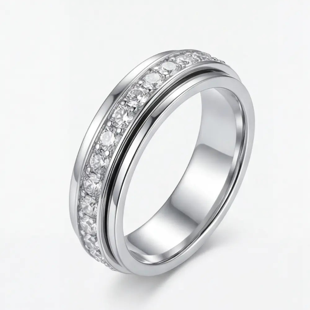 Draaibare ring — titaniumstaal, zirkonia, zilver/goud/roségoud