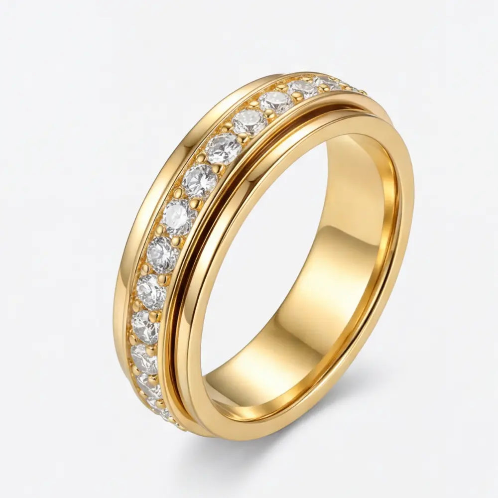 Draaibare ring — titaniumstaal, zirkonia, zilver/goud/roségoud