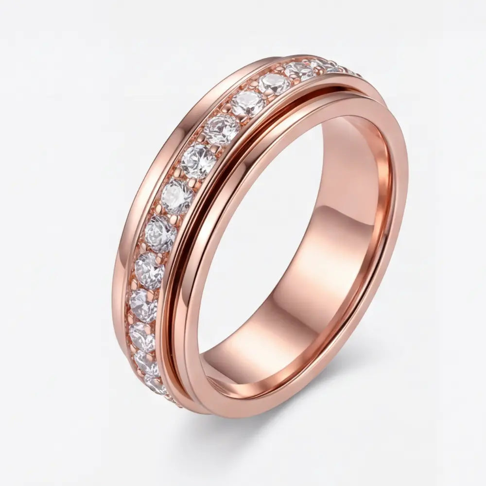 Draaibare ring — titaniumstaal, zirkonia, zilver/goud/roségoud