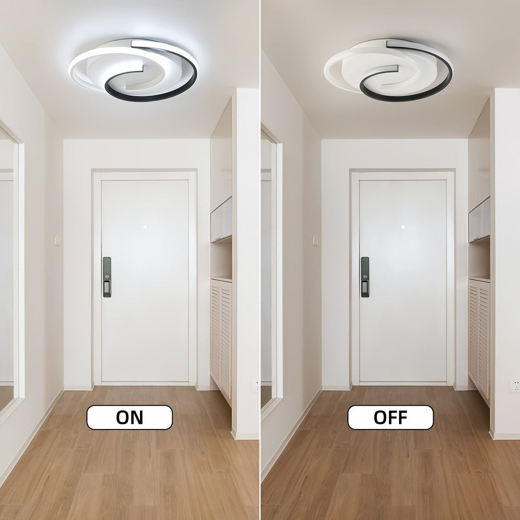 Modern LED Ceiling Light | Swirl Black & White Design | Wildoxy