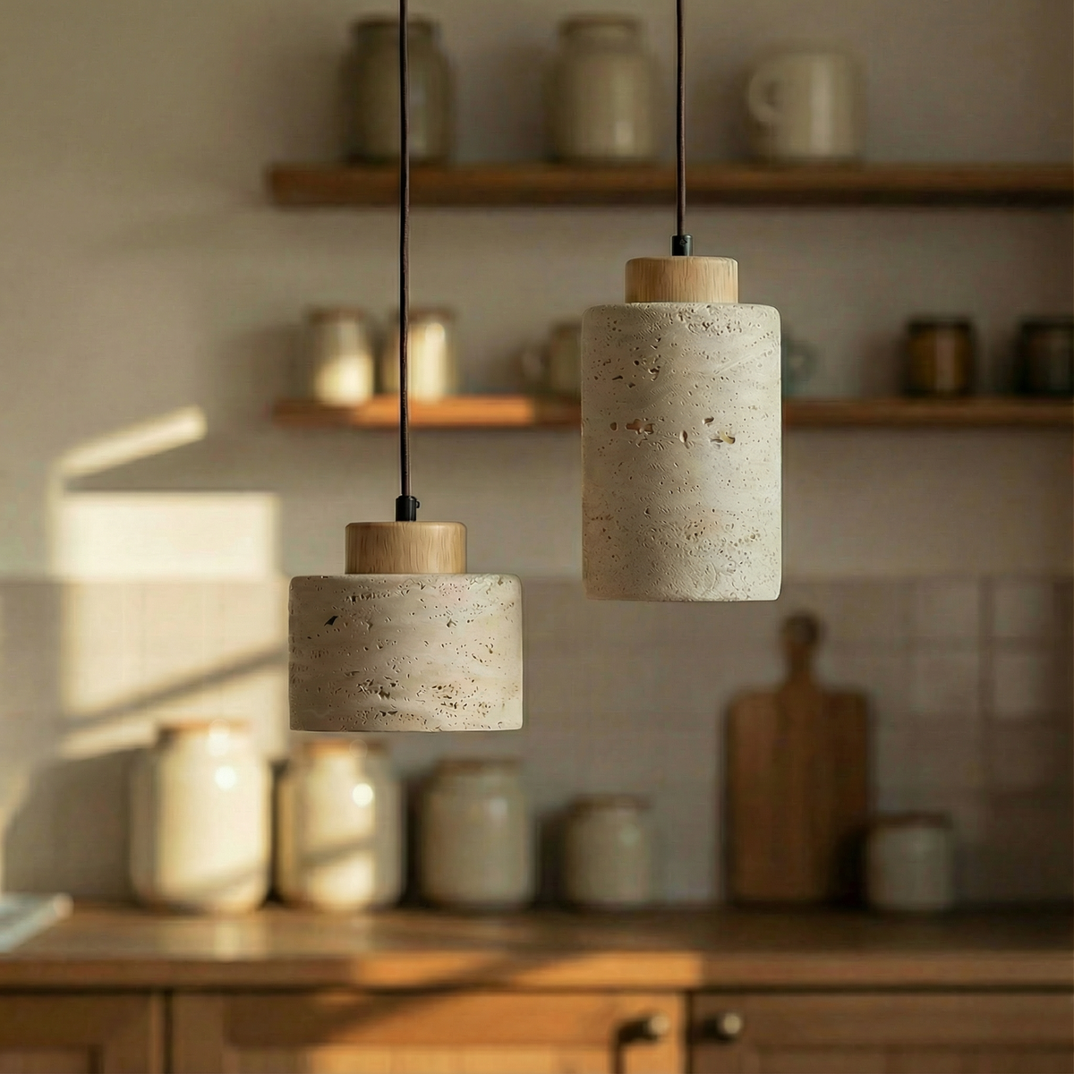 Vidar hanglamp van natuursteen – modern ontwerp met textuur