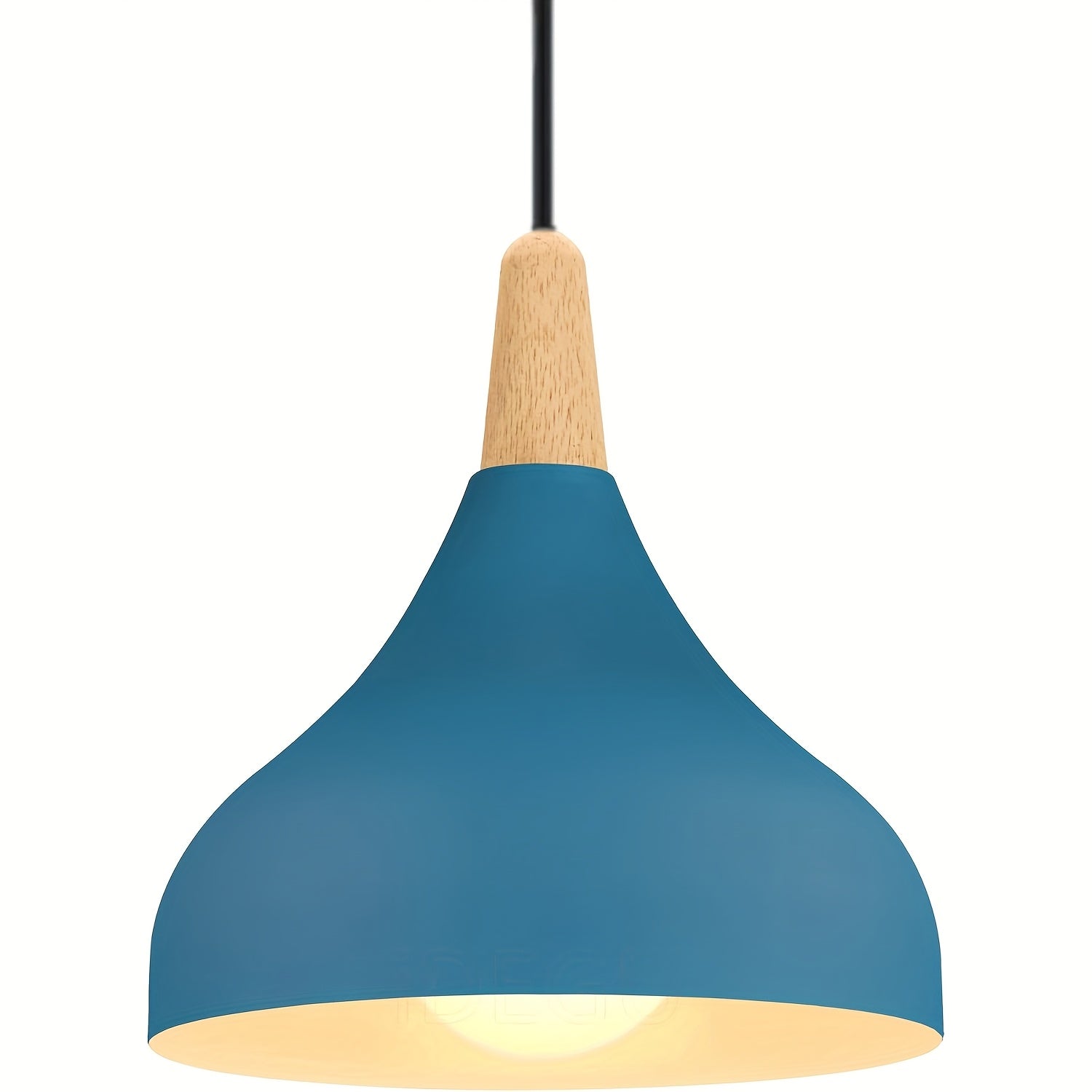 Modern Teardrop Pendant Light | Metal & Wood Hanging Lamp | Wildoxy