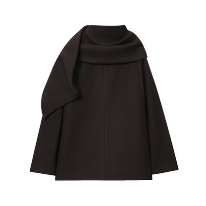 Manteau avec écharpe intégrée, style européen et américain, coupe britannique, couleur marine