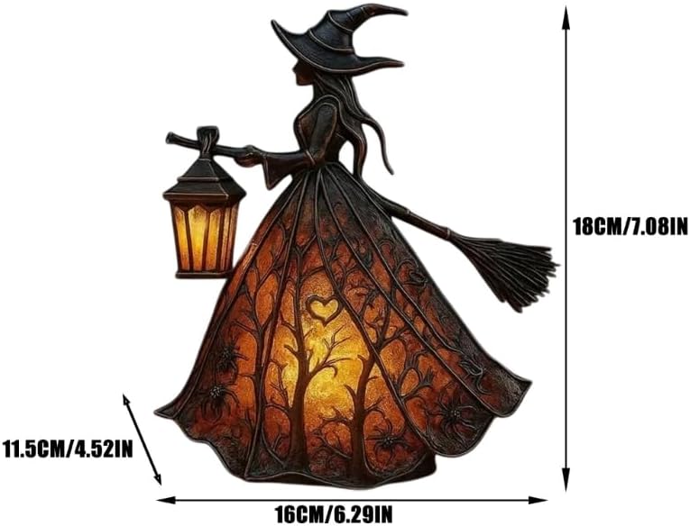 30cm 哥特风万圣节 LED 灯笼 — 黑橙配色