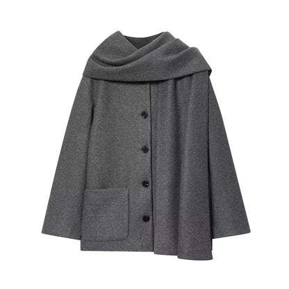 Manteau avec écharpe intégrée, style européen et américain, coupe britannique, couleur marine
