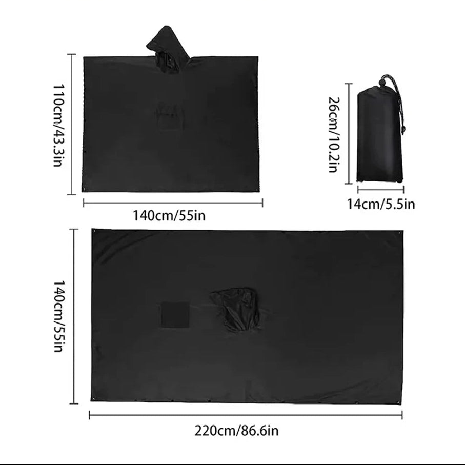 Waterdichte regenponcho met capuchon — 3-in-1-ontwerp
