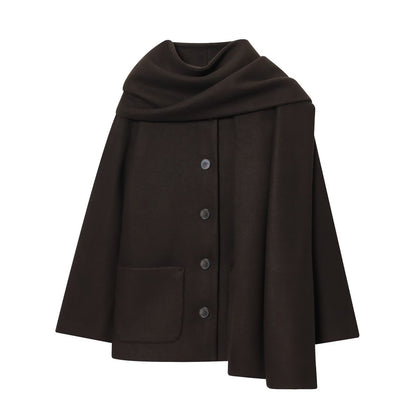Manteau avec écharpe intégrée, style européen et américain, coupe britannique, couleur marine