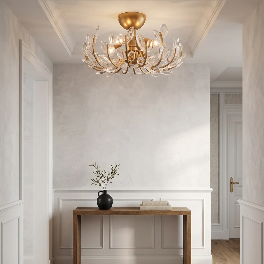 Adela Glass Leaf Semi-Flush Ceiling Light | wildoxy