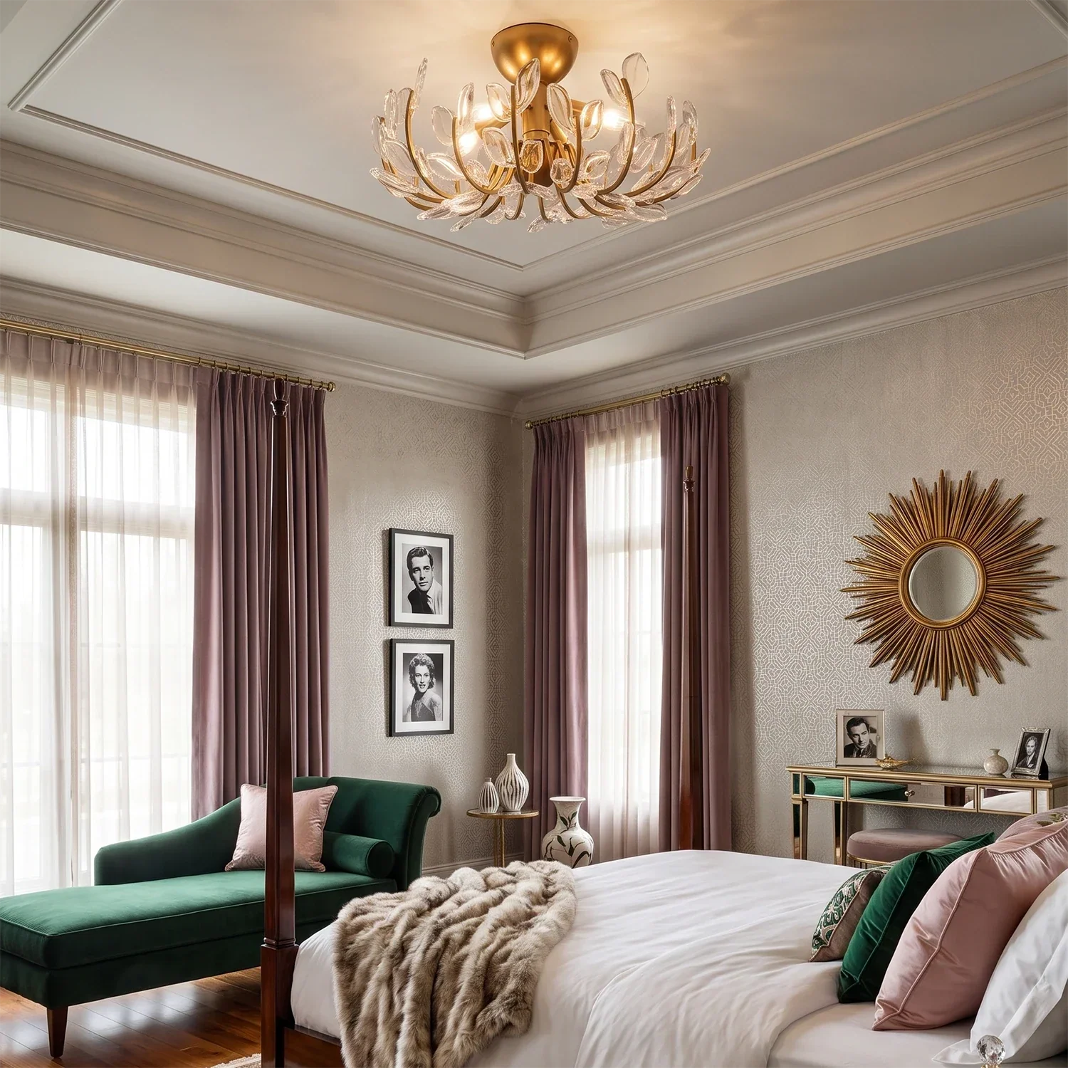Adela Glass Leaf Semi-Flush Ceiling Light | wildoxy