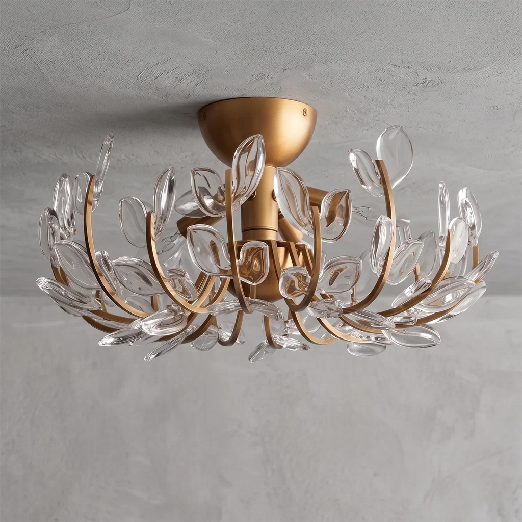 Adela Glass Leaf Semi-Flush Ceiling Light | wildoxy