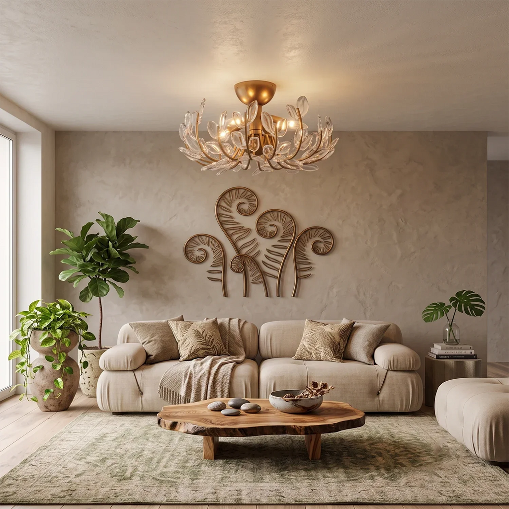 Adela Glass Leaf Semi-Flush Ceiling Light | wildoxy