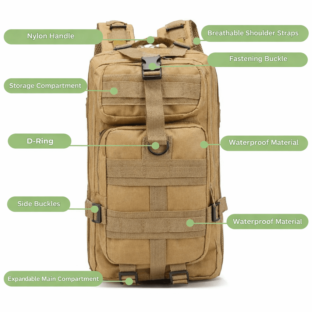 תיק גב טקטי AdventurePack בנפח 50 ליטר — עמיד לחלוטין למים, תיק נשיאה עמיד במיוחד