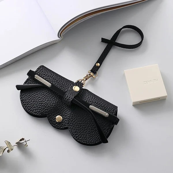 Soft Leather Sunglasses Case — Snap Button Closure