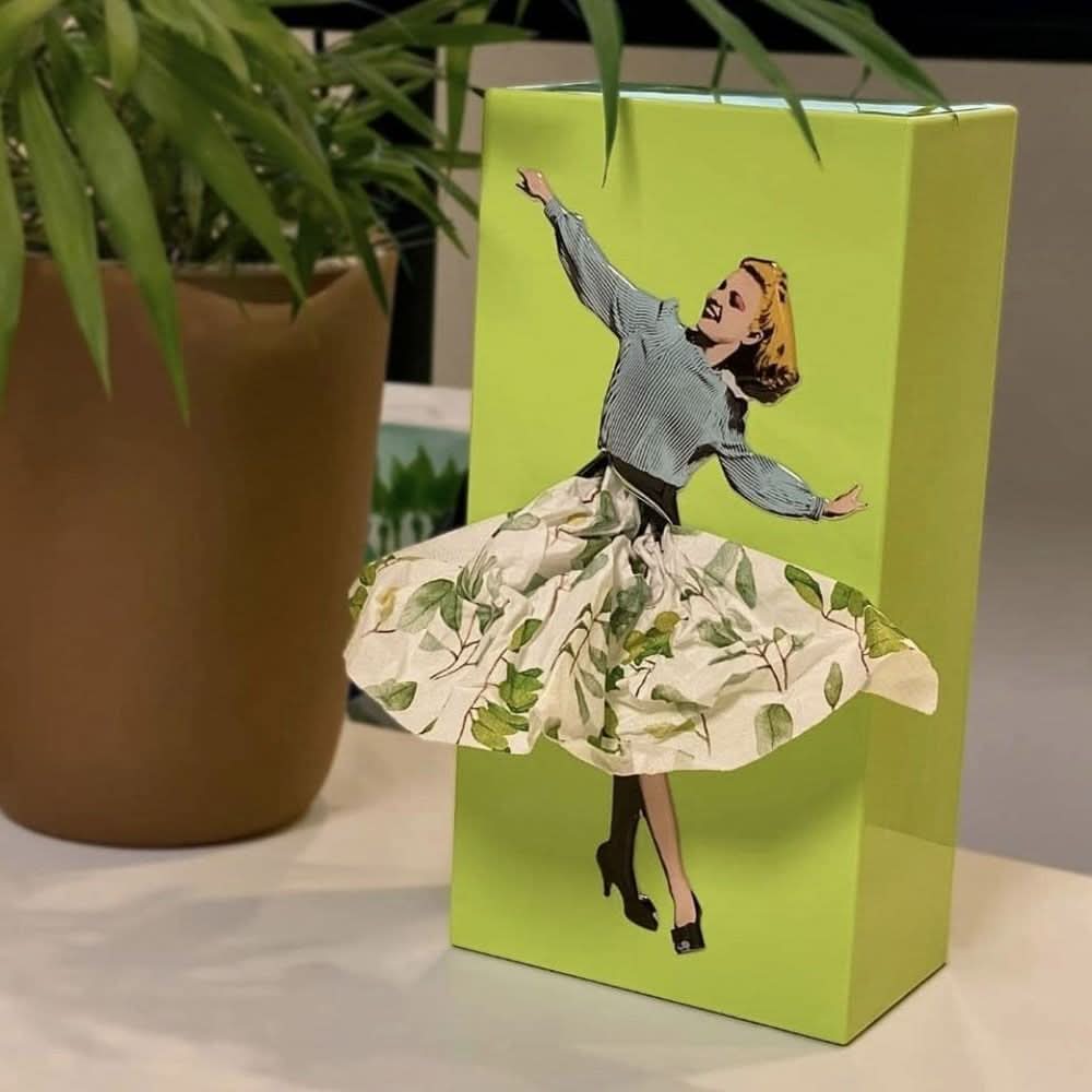 Caja de pañuelos AeroBox Flying Rock - Diseño animado de elevación