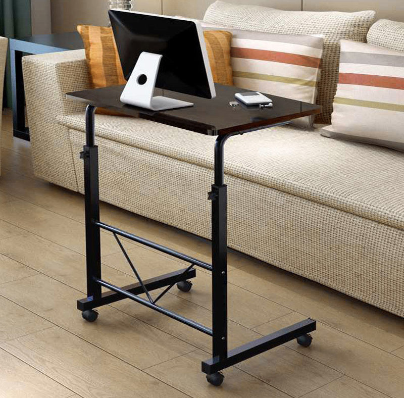 Mesa ajustable para portátil - escritorio de acero negro y madera con ruedas