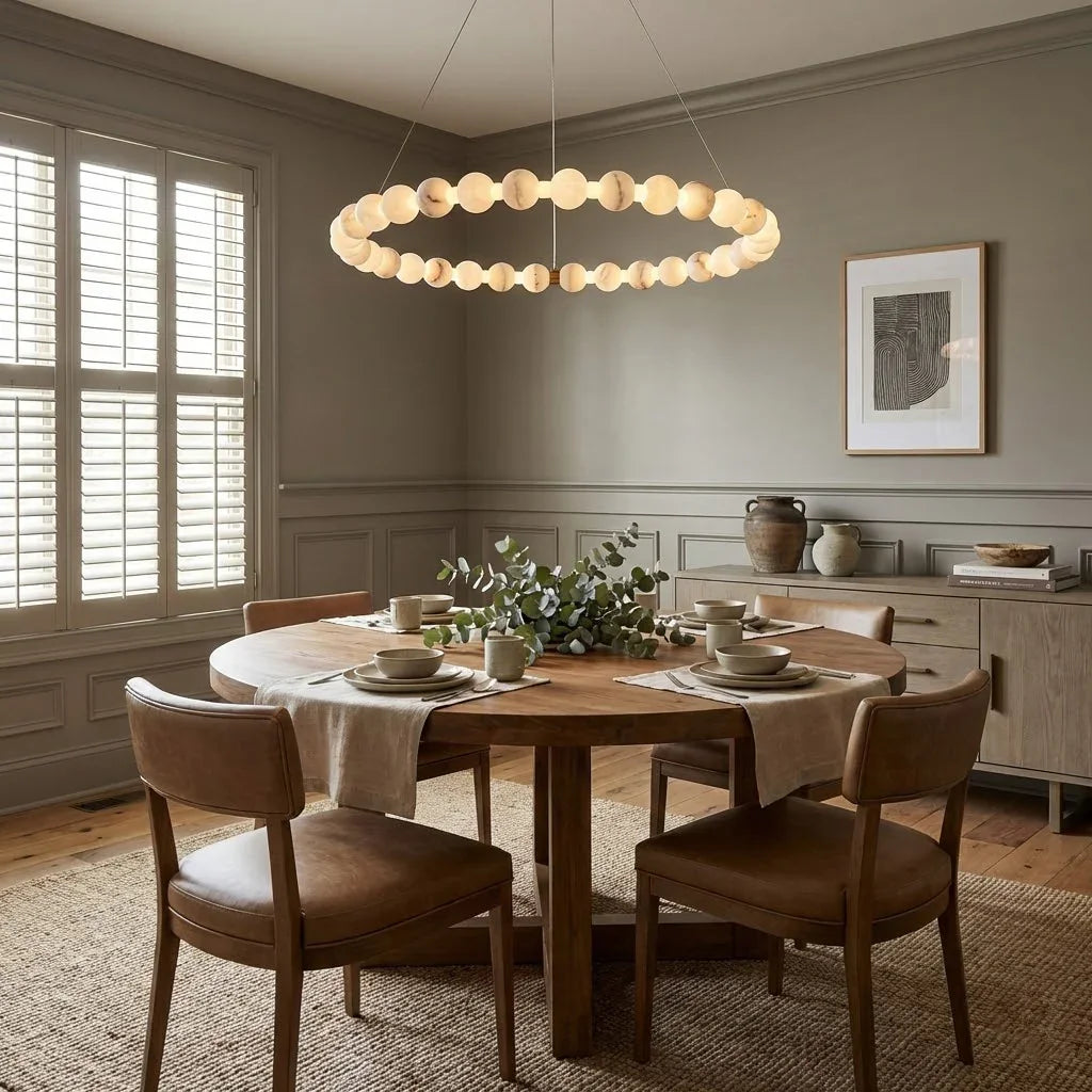 Alabaster Beaded Ring Chandelier | wildoxy